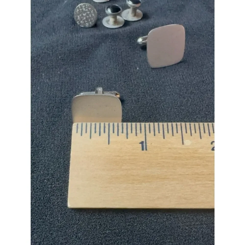 NS Meyer Sterling Silver Cufflinks Minimalist Rectangle Vintage